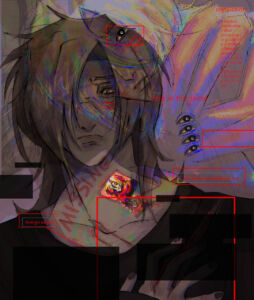 Digital art piece of a person with abstract background